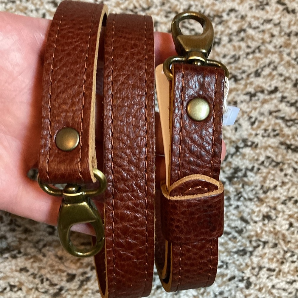 PLG leather crossbody strap - nutmeg